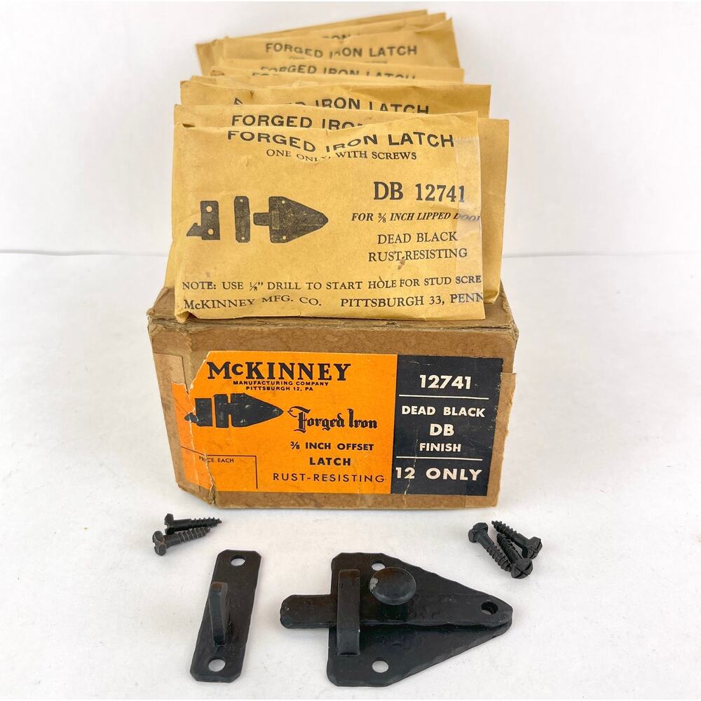 McKinney Forged Iron Cabinet Door Latch Black USA NOS 10